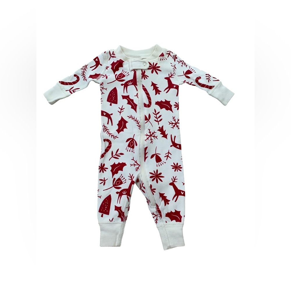 Hanna Andersson Size 50, 0-3 Months Scandi Deer Reindeer Holiday Zip Sleeper